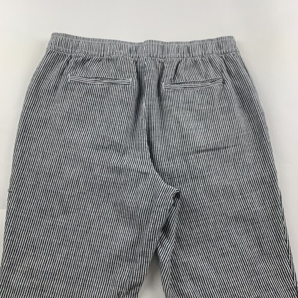 Old Navy Blue Striped Linen Blend High Rise Pull On Ankle Pant L - Picture 7 of 7